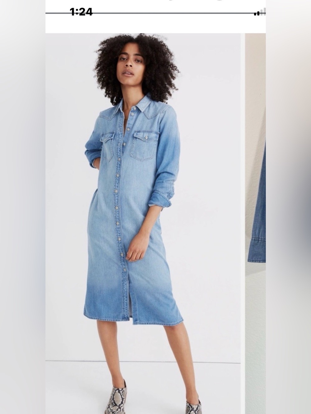 Madewell Chambray cotton denim midi Shirtdress XXS

See measurements -

EUC